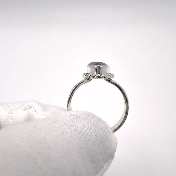 Genuine Faceted Marquise Amethyst .925 Sterling Silver Ring - Picture 13 of 17